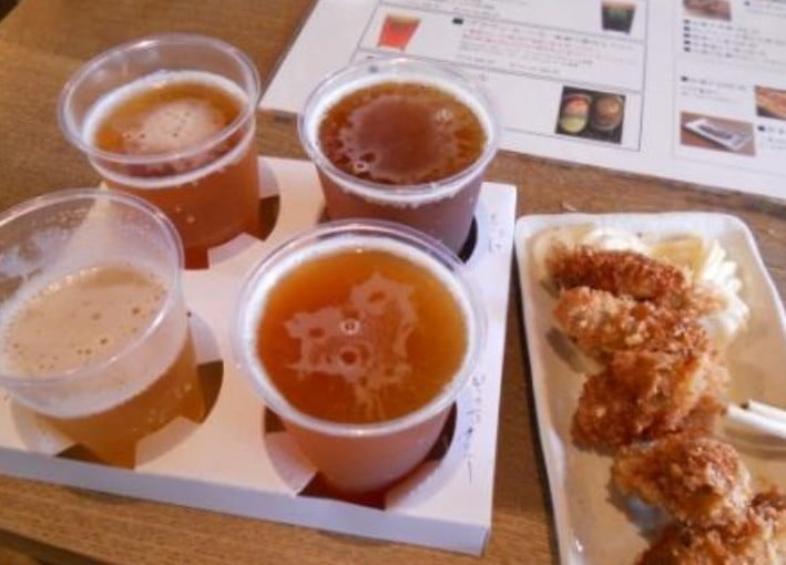 のみくらべセット」は、６種類の地ビールの中から４種類を選ぶ事